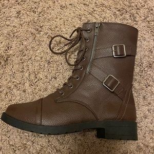 Brown Zip and Lace Up Boots